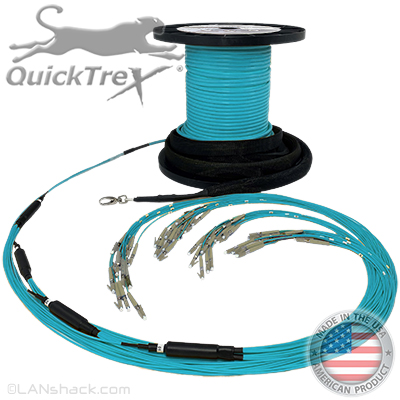 36 Strand Indoor Plenum Rated Multimode 10/40/100 GIG OM4 50/125 Pre-Terminated Fiber Optic Micro-Distribution Cable Assembly with Corning® Glass - Made in the USA by QuickTreX®
