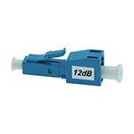 LC/UPC SM Fiber Optic Attenuator 12dB | Male to Female | Plastic Blue