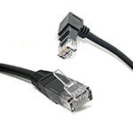 1.5 Meter (4.92 Ft) Cat 6A 90 Degree to Standard 180 Degree Stock Ethernet Patch Cable