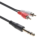 6 FT 1/4 Inch Stereo Male to 2 x Male RCA Audio Cable with Nickel Plated Connectors