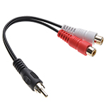 6 Inch RCA Male to RCA Female x 2 Cable