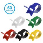 4 Inch Hook and Loop Cable Ties 1/2 Inch Wide Adjustable Reusable Nylon Wrap Straps Assorted Colors 60 Pack