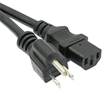 1 Ft Black Power Cord with NEMA 5-15P to IEC C-13 Connectors and 14/3 AWG Conductors (AC125V / 15A / 1875W) - RoHS Compliant and UL/CSA Approved