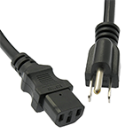 1 Ft Black Power Cord with NEMA 5-15P to IEC C-13 Connectors and 16/3 AWG Conductors (AC125V / 13A / 1625W) - RoHS Compliant and UL/CSA Approved