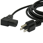 1 Ft Black Power Cord with NEMA 5-15P to IEC C-13 Connectors and 18/3 AWG Conductors (AC125V / 10A / 1250W) - Right Angle