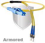 LC Uniboot to ST Stainless Steel Armored Fiber Optic Patch Cable (Plenum Rated) Singlemode - USA CustomLine by QuickTreX®