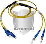SC to ST Stainless Steel Armored Fiber Optic Patch Cable (Plenum Rated) Singlemode - USA CustomLine by QuickTreX®