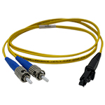 MTRJ to ST Plenum Rated Singemode 9/125 Premium Custom Duplex Fiber Optic Patch Cable with Corning® Glass - Made USA by QuickTreX®