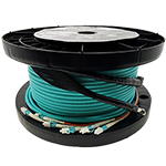 4 Strand Indoor Plenum Rated Ultra Thin Micro Armored Multimode 10/40/100 GIG OM4 50/125 Custom Pre-Terminated Fiber Optic Cable Assembly with Corning® Glass - Made in the USA by QuickTreX®
