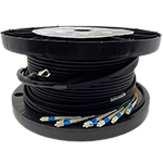 24 Strand Outdoor (OSP) Direct Burial Rated Ultra Thin Micro Armored Singlemode Custom Pre-Terminated Fiber Optic Cable Assembly with Corning® Glass - Made in the USA by QuickTreX®