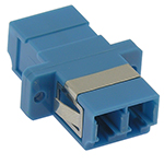 LC UPC Duplex Singlemode Fiber Optic Coupler with Flange - Blue
