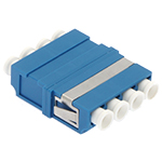 LC UPC Quad Singlemode Fiber Optic Coupler with Flange - Blue