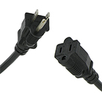 10 Ft Black Power Cord with NEMA 5-15P to 5-15R Connectors and 16/3 AWG Conductors (AC125V / 13A / 1625W) - RoHS Compliant and UL Approved