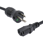 15 Ft Black SJT Jacketed Hospital Grade Power Cord with NEMA 5-15P Male to IEC320 C13 Female Connectors and 18/3 AWG Conductors - RoHS Compliant and UL Listed