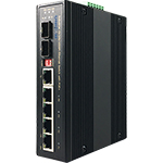 6 Port Gigabit Industrial PoE Booster with 5 x RJ45 10/100/1000BaseTX, 4 x Gigabit 30W PSE, and 2 x SFP 100/100M BaseX by Unicom