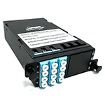 MPO 12 Fiber (1 X 12 MPO Male) to 12 LC (6 Duplex Adapters)  Multimode OM3 Super High Density (SHD) Cassette by QuickTreX