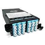 MPO 24 Fiber (1 X 24 MPO Male) to 24 LC (12 Duplex Adapters)  Multimode OM3 Super High Density (SHD) Cassette by QuickTreX