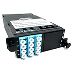MPO 12 Fiber (1 X 12 MPO Male) to 12 LC (6 Duplex Adapters)  Multimode OM4 Super High Density (SHD) Cassette by QuickTreX