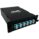 MPO 12 Fiber (1 X 12 MPO Male) to 12 LC (6 Duplex Adapters) Multimode OM4 50/125 Ultra High Density (UHD) Cassette by QuickTreX®