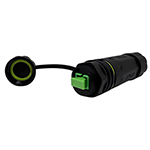 QuickTreX&reg; Premium Outdoor Harsh Environment Waterproof IP68 Rated and High Performance PA66 Thermoplastic Panel-Mount Bulkhead MM or SM - LC, SC, or MTP/MPO Custom Fiber Optic Coupler w/ Dust Cap and Lanyard - Compatible w/ 1 x 1.5 - 7.5 mm Cable OD