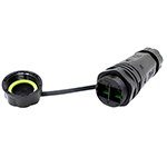 QuickTreX&reg; Premium Singlemode SC APC Outdoor Harsh Environment Waterproof IP68 Rated and High Performance PA66 Panel-Mount Bulkhead Fiber Optic Coupler w/ Dust Cap and Lanyard - Compatible w/ 2 x 1.5 - 4.5 mm Cable OD
