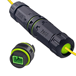 QuickTreX&reg; Premium Singlemode SC APC Simplex Outdoor Harsh Environment Waterproof IP68 Rated and High Performance PA66 Thermoplastic In-Line Fiber Optic Coupler - Compatible w/ 1.5 - 4.5 mm Cable OD