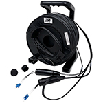 QuickTAC Stock 2 Strand 1000FT Tactical Singlemode Fiber Optic Cable Assembly w/ LC UPC Connectors, Connector Sleeves, and Cable Bale Pre-Installed on a Heavy Duty Deployable Reel w/ Auxiliary Spool by QuickTreX®