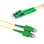 Stock 1 meter LC APC to SC APC Singlemode Duplex Fiber Optic Patch Cable