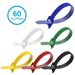 8 Inch Hook and Loop Cable Ties 1/2 Inch Wide Adjustable Reusable Nylon Wrap Straps Assorted Colors 60 Pack