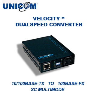 VELOCITY™ 10/100BaseTX to 100BaseFX SC Multimode Converter 