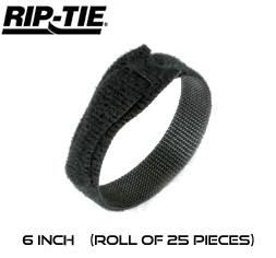 6 Inch by 1/2 wide Rip-Tie Lite Cable Ties - Roll of 25 pieces