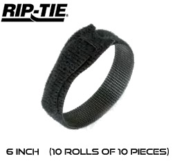 6 Inch by 1/2 wide Rip-Tie Lite Cable Ties - 10 Rolls of 10 pieces