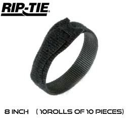 8 Inch by 1/2 wide Rip-Tie Lite Cable Ties - 10 Rolls of 10 pieces
