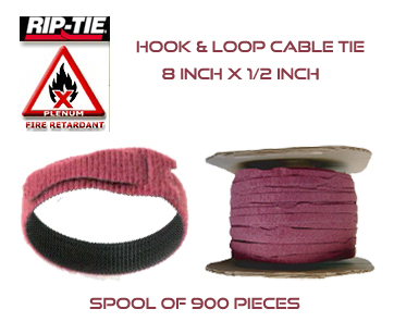 8 Inch by 1/2" wide Rip-Tie Lite Fire Retardant Cable Ties - Spool of 900 Pieces