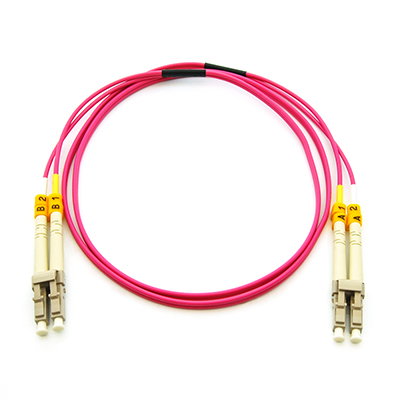 Stock 7 meter LC to LC 50/125 OM4, 10/40/100 GIG Multimode Duplex Patch Cable - Violet