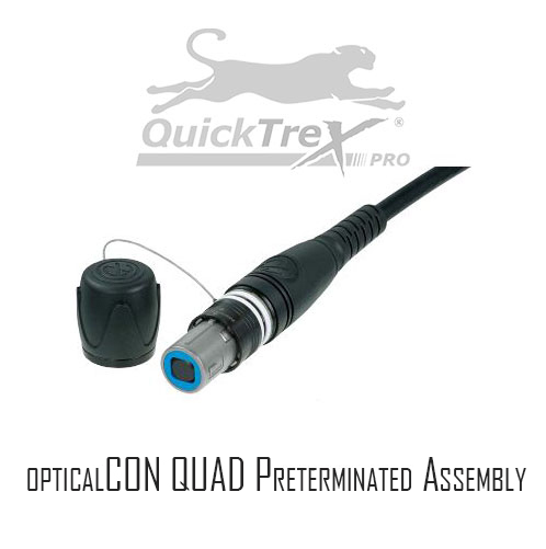 4 Channel Fiber Neutrik OpticalCON Quad Multimode OM3 50/125 Custom Field Tactical Assembly - Made in the USA by QuickTreX®