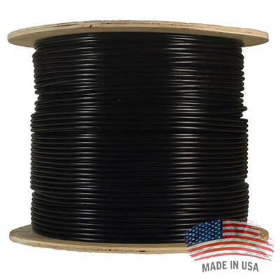 Cat 6 550MHz (UTP) Outdoor Gel-Filled Aerial with Messenger Solid Conductor 23AWG Ethernet Cable 1000 Ft Made in the USA by CCT
