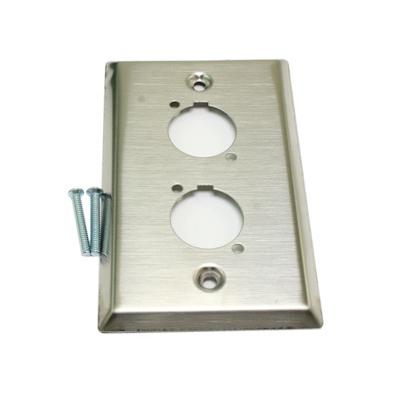 2 Port (1 Gang) Stainless Steel D-Series Wall Plate with Punch Holes for Mounting of D Size Chassis Connectors and Couplers