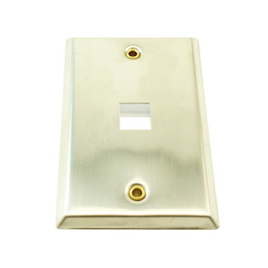 1 Port (1 Gang) Stainless Steel Keystone Wall Plate for Mounting RJ45 Keystone Connectors and Couplers