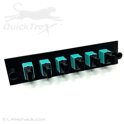 6 MTP Multimode OM3 and OM4 LGX Adapter Panel for Mating Male to Female MTP / MPO Fiber Optic Cables - Key Up / Key Down - by QuickTreX