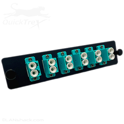 12 Fiber LC Multimode 50/125 OM3/4 LGX Fiber Optic Adapter Panel by QuickTreX®