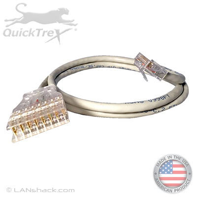 1 Ft 110 to RJ-45 Cat 5E Premium Custom Ethernet Patch Cable - Made in the USA by QuickTreX®