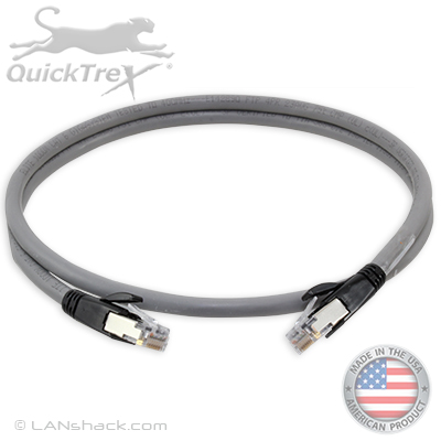 Cat 6E Shielded Plenum Rated Premium Custom Ethernet Patch Cable - Made in the USA by QuickTreX®