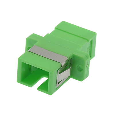 SC APC Simplex Singlemode Fiber Optic Coupler with Flange - Green