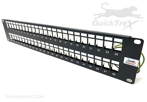 QuickTreX 48 Port 2U Shielded Blank Keystone Patch Panel
