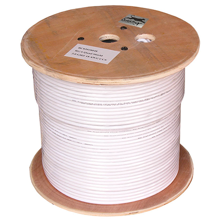 QuickTreX RG6 Quad Shielded Pure Sold Copper Plenum (CMP) Rated Coax Cable - White 1000 FT
