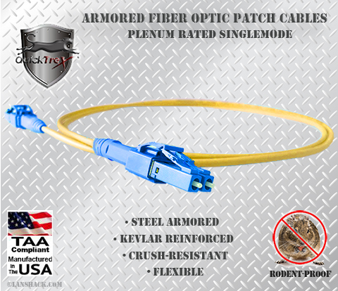 LC Uniboot to LC Uniboot Stainless Steel Armored Fiber Optic Patch Cable (Plenum Rated) Singlemode - USA CustomLine by QuickTreX®