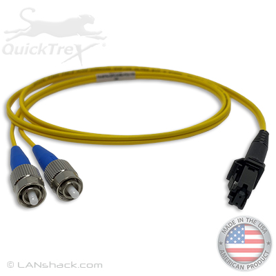 MTRJ to FC Plenum Rated Singemode 9/125 Premium Custom Duplex Fiber Optic Patch Cable with Corning® Glass - Made USA by QuickTreX®