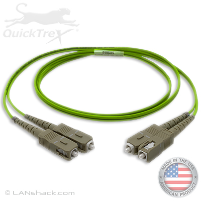 SC to SC Plenum Rated Multimode 10/40/100/400 GIG OM5 50/125 Premium Custom Duplex Fiber Optic Patch Cable with Corning® Glass - Made USA by QuickTreX®