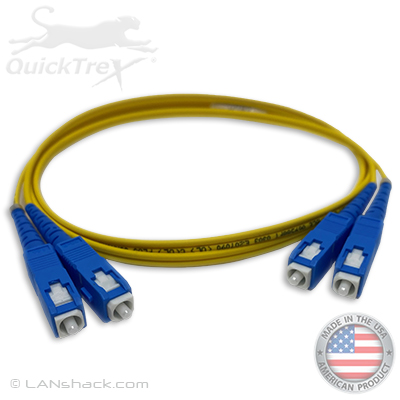SC to SC Plenum Rated Singemode 9/125 Premium Custom Duplex Fiber Optic Patch Cable with Corning® Glass - Made USA by QuickTreX®